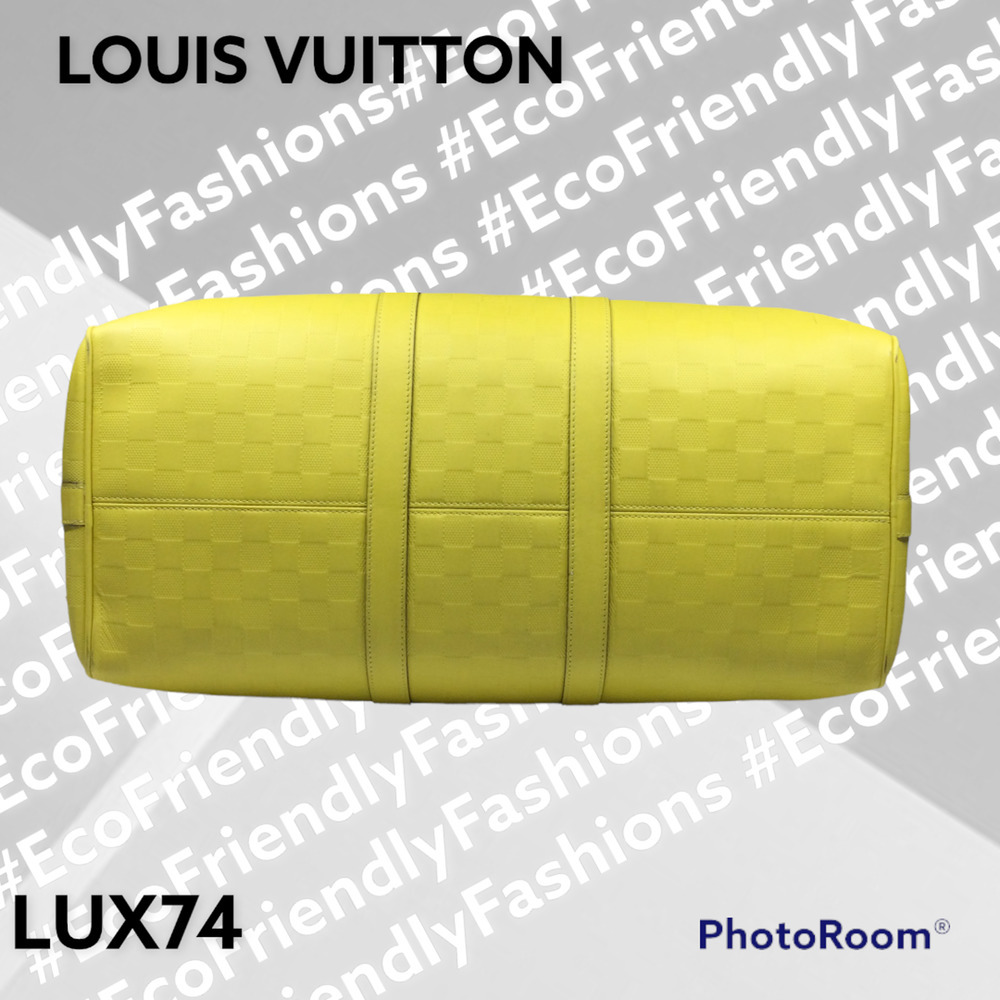 Louis Vuitton Keepall Bandouliere Bag Damier Infini Leather 45 in Vert Acide - Picture 3 of 14